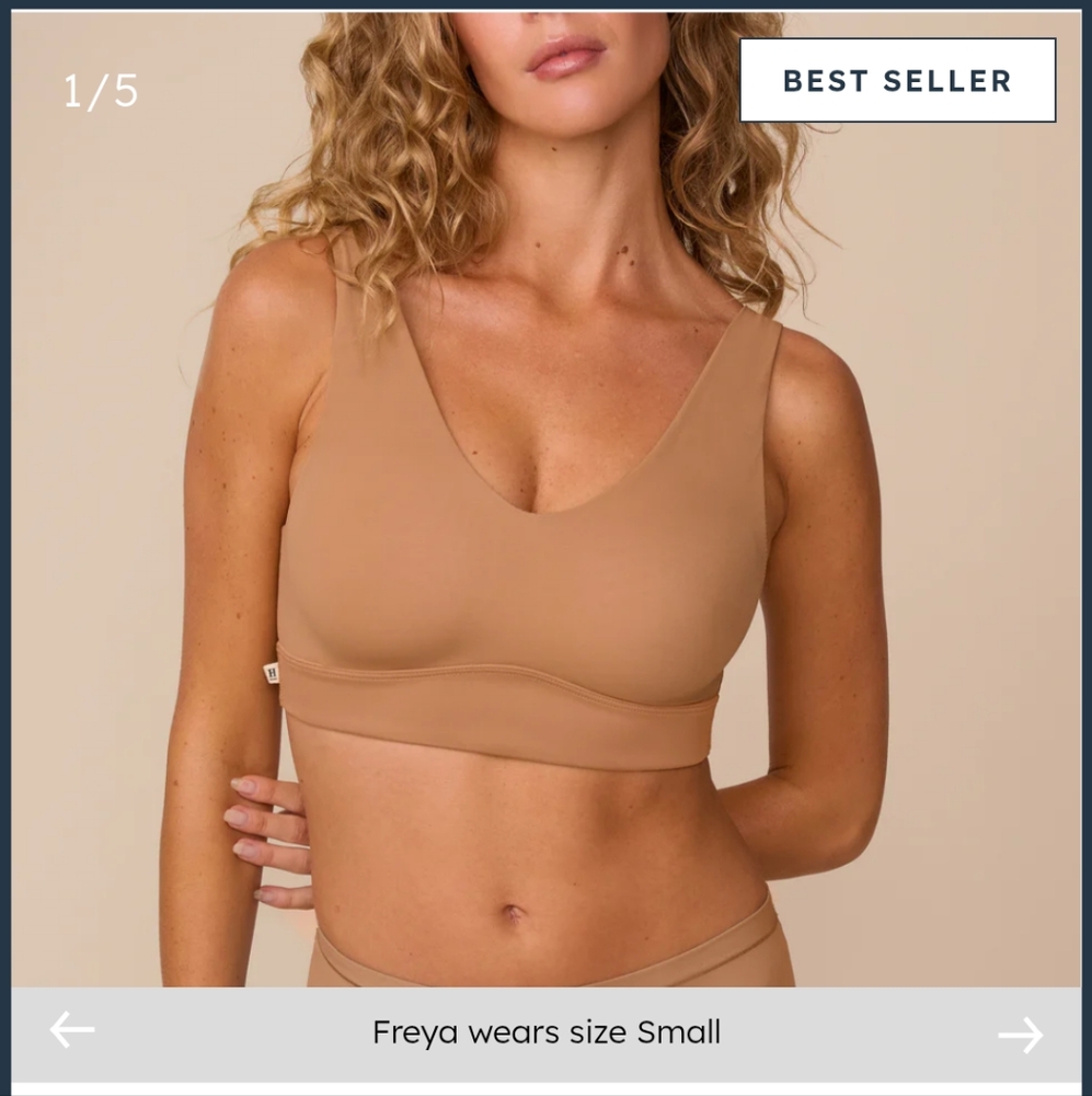 Harper Wilde Bliss Bralette Ultra-Soft V-Neck Bralette Tan Beige Wireless XL